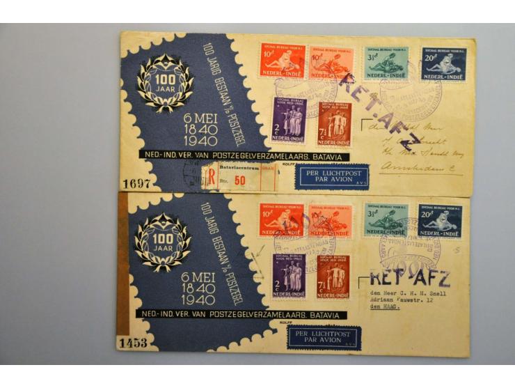 Nederlands-Indië - Nederland 1939 - jan.1941, 100 poststukken w.b. verbroken verbindingen, retour afzender, veel luchtpost me
