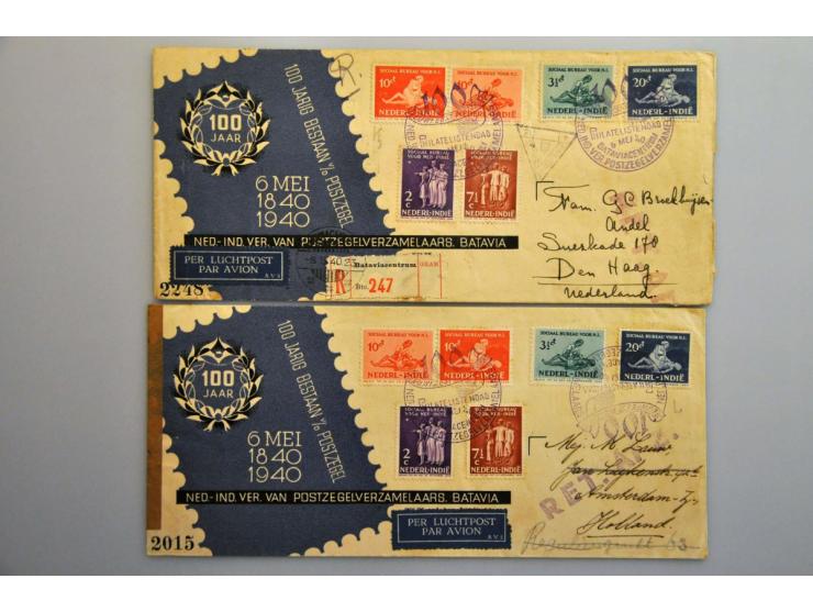 Nederlands-Indië - Nederland 1939 - jan.1941, 100 poststukken w.b. verbroken verbindingen, retour afzender, veel luchtpost me
