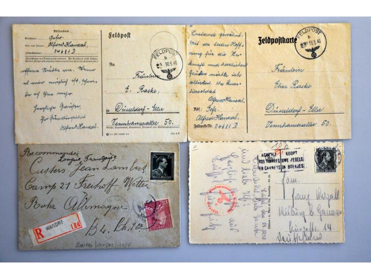België 1939-1947, 225 poststukken van/naar Duitsland met censuur w.b. expres, stempels Zurück Nicht im Oflag VII B, Feldpost,