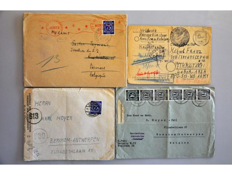 België 1939-1947, 225 poststukken van/naar Duitsland met censuur w.b. expres, stempels Zurück Nicht im Oflag VII B, Feldpost,