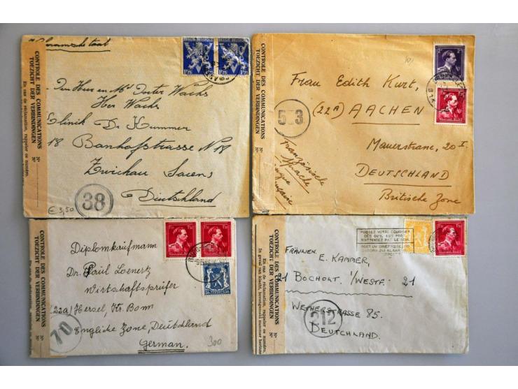 België 1939-1947, 225 poststukken van/naar Duitsland met censuur w.b. expres, stempels Zurück Nicht im Oflag VII B, Feldpost,