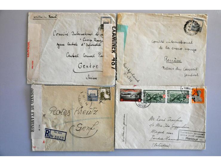 Zwitserland 1940-1945, 85 poststukken van/naar buitenland met censuur w.b. uit Aden (mei 1940 en juni 1943), Irak (7x uit w.b