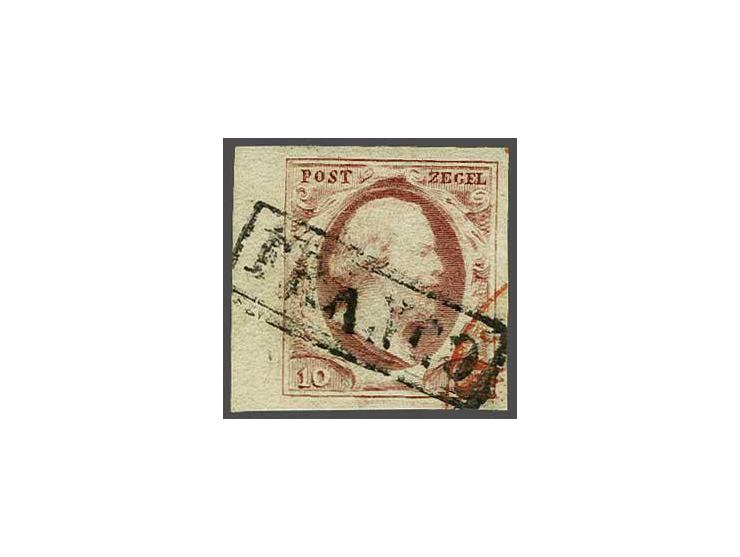 10 cent rood plaat X pos. 11 op dik papier met velrand, pracht ex.