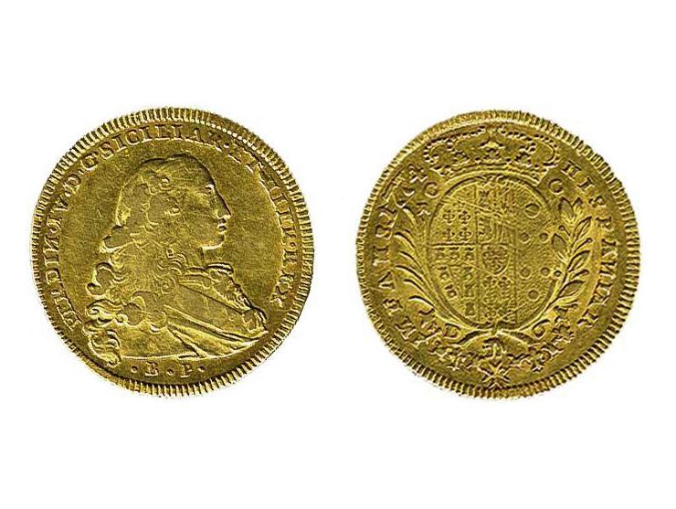 Naples & Sicily, 6 ducati gold 1774 Ferdinand IV xf+