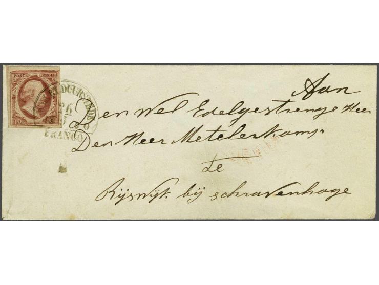 Wyk by Duurstede B (Ey 200) op 10 cent rood plaat V op envelop 26-5-1860 naar Rijswijk, pracht ex.