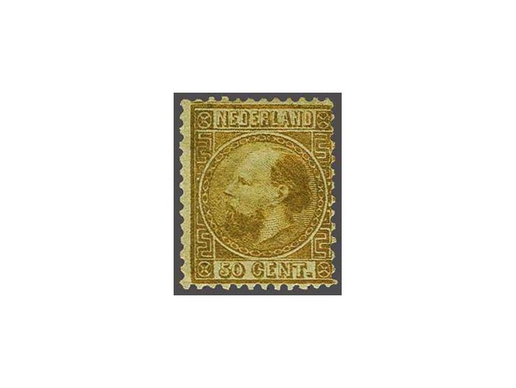 50 cent goudkleur type I tanding 12¾ x 11¾, pracht ex. met grote plakkerrest en certificaat Moeijes 1990, cat.w. 3500