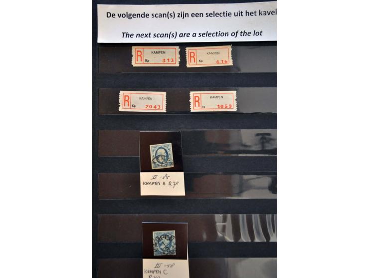 stempel collectie Kampen vanaf emissie 1852 (12 ex.) w.b. halfrondstempels, francotakje, punt, klein en grootrondstempels etc