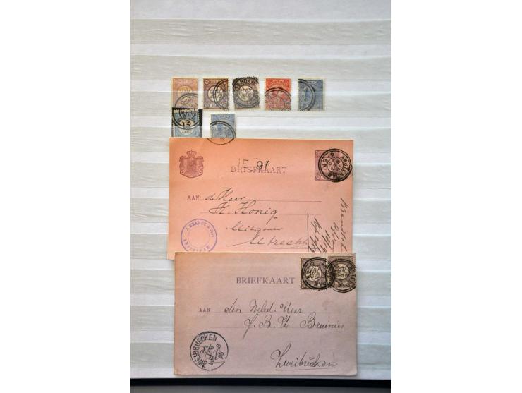dubbelringstempels collectie met doubletten w.b. betere zegels o.a. postbewijs en iets proef grootrond, totaal ruim 180 ex. e
