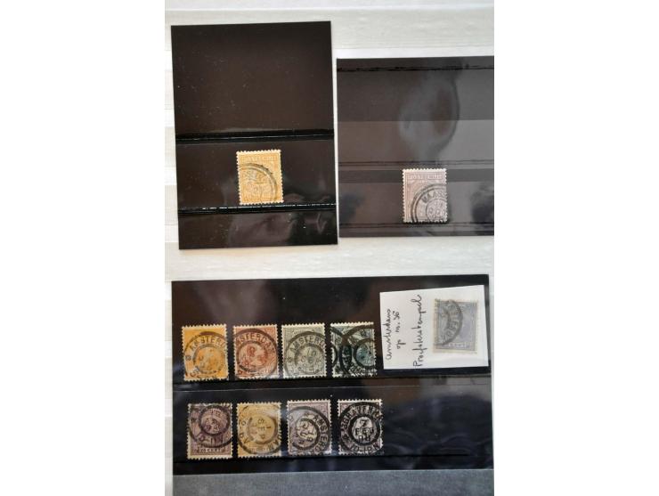 dubbelringstempels collectie met doubletten w.b. betere zegels o.a. postbewijs en iets proef grootrond, totaal ruim 180 ex. e