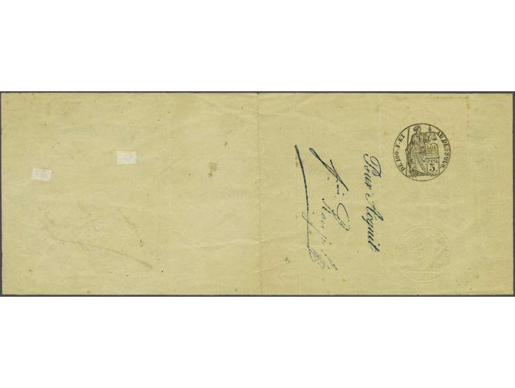 5 cent blauw in paar met kleinrond LEIDEN 6 aug 88  op postkwitantie t.w.v. fl.12,50 uit Frankrijk, volgens overeenkomst 1 au