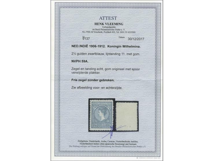 Veth 2½ gulden zwartblauw tanding 11, pracht ex. met certificaat Vleeming 2017, cat.w. 1100