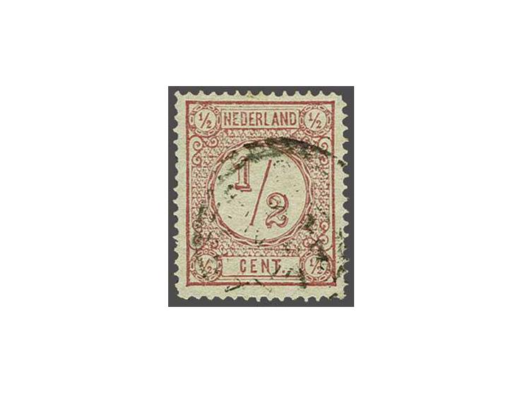 ½ cent tanding 14 grote gaten type I, pracht ex. met certificaat Koopman 1983, cat.w. 750