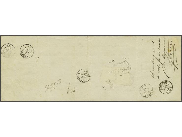 2½ cent violet (2x), kleinrond GRONINGEN 6 aug 1895 op postkwitantie naar Heeswijk, geweigerd en 13 aug teruggestuurd, geschr