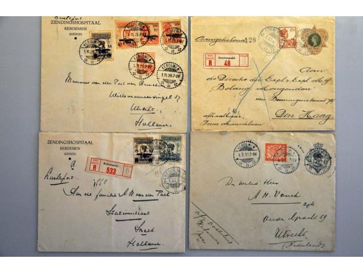 48 luchtpoststukken naar Nederland (veel Sneek) w.b. 2x rood retour afzender/ postverbinding opgeheven resp. 6 en 14 mei, kor