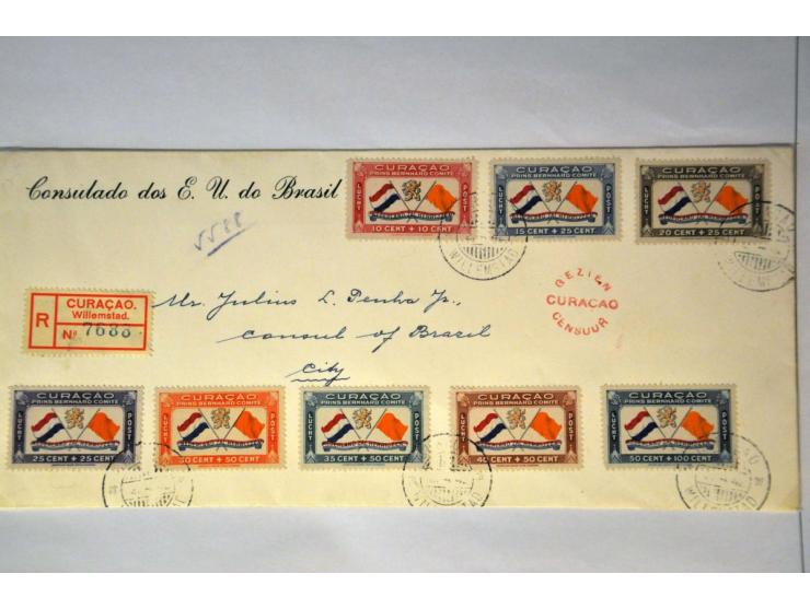 collectie 1873-1949 gestempeld en *, tevens LP8-LP15 op envelop naar Consul of Brazil City.