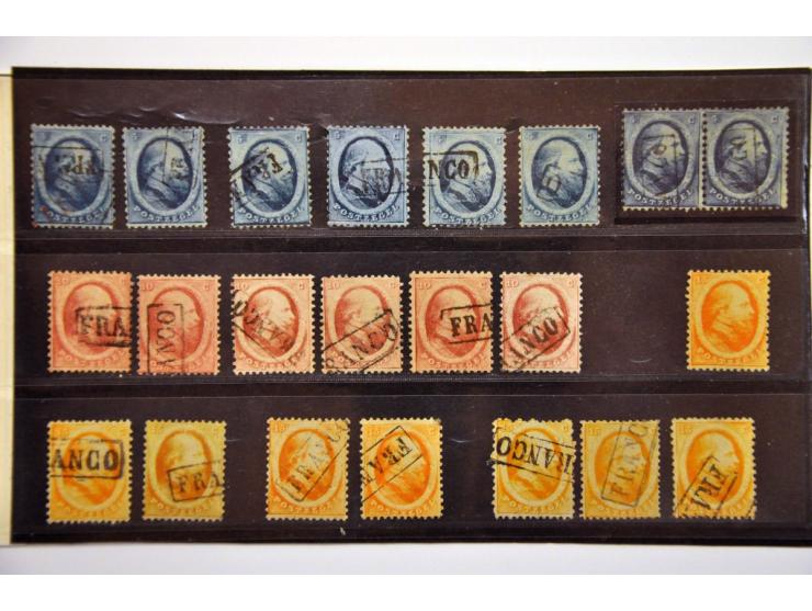 2e emissie 1864 nr. 6 * met kleine gebreken en gestempeld nr. 4 (6x en 1 paartje), nr. 5 (6x) en nr. 6 (7x) meest pracht ex.