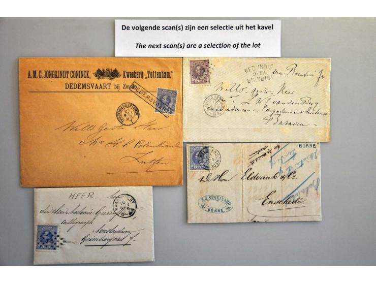 emissie 1872 post(waarde)stukken 19 meest betere ex. w.b. 24D op cholera brief naar Messina, puntstempels, langstempels, caou