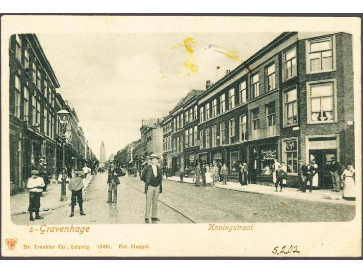 ½ cent lila met brandstempel Scheveningen 2 en Russisch proefstempel op lokale prentbriefkaart 30-4-1901, pracht ex. Uiterst 