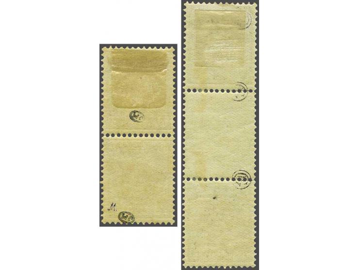 7½ cent bruin in keerdrukken met en zonder tussenstrook, pracht ex., cat.w. 540