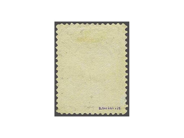 Java 2½ gulden zwartblauw met variëteit kopstaande opdruk met luxe vierkantstempel Samarang-Karangtoeri 3-7-1908, pracht ex. 