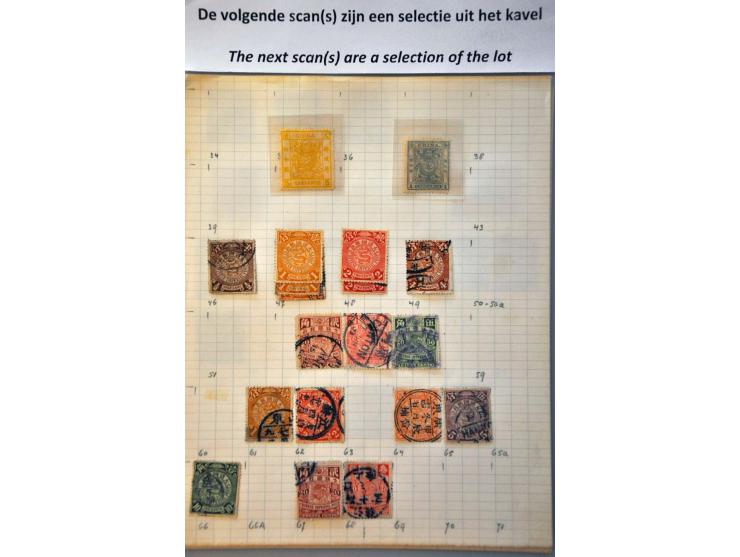 collection 1878-1962 with better material including Large Dragon 5 candarins unused (small tear) on leaves in folder
