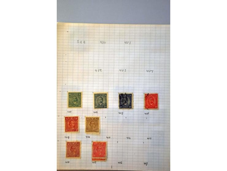 collection 1878-1962 with better material including Large Dragon 5 candarins unused (small tear) on leaves in folder