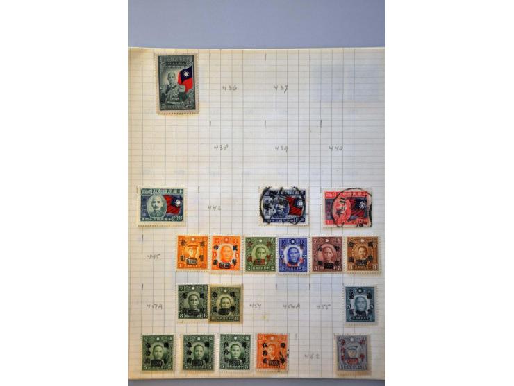 collection 1878-1962 with better material including Large Dragon 5 candarins unused (small tear) on leaves in folder