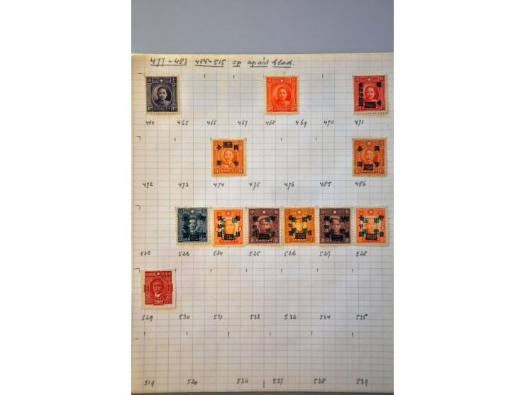 collection 1878-1962 with better material including Large Dragon 5 candarins unused (small tear) on leaves in folder