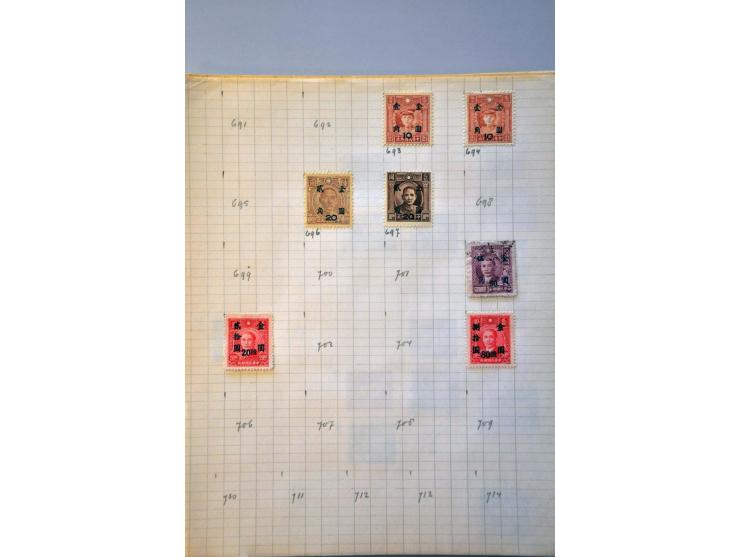collection 1878-1962 with better material including Large Dragon 5 candarins unused (small tear) on leaves in folder