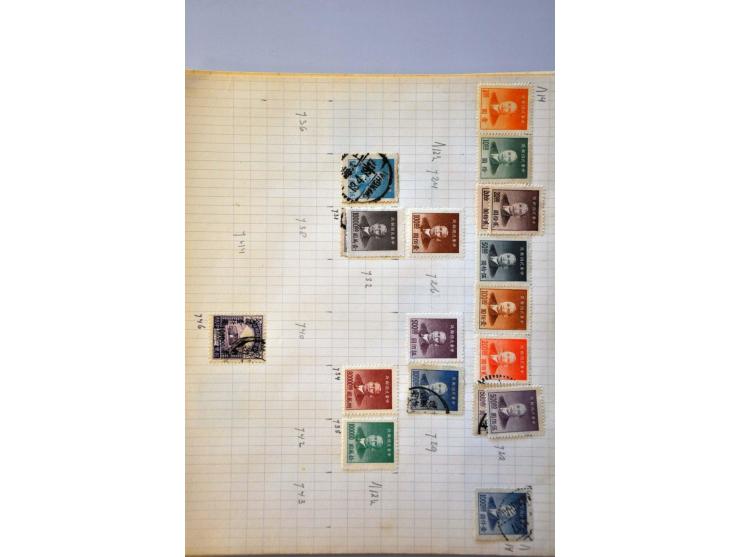 collection 1878-1962 with better material including Large Dragon 5 candarins unused (small tear) on leaves in folder