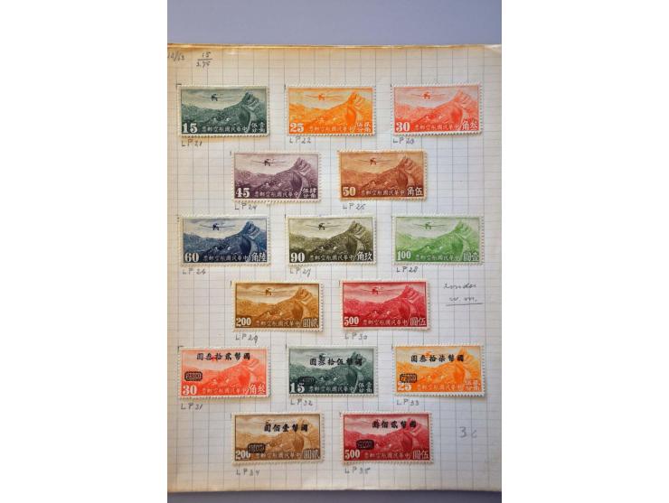 collection 1878-1962 with better material including Large Dragon 5 candarins unused (small tear) on leaves in folder