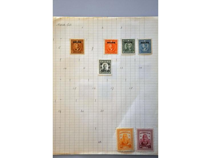 collection 1878-1962 with better material including Large Dragon 5 candarins unused (small tear) on leaves in folder