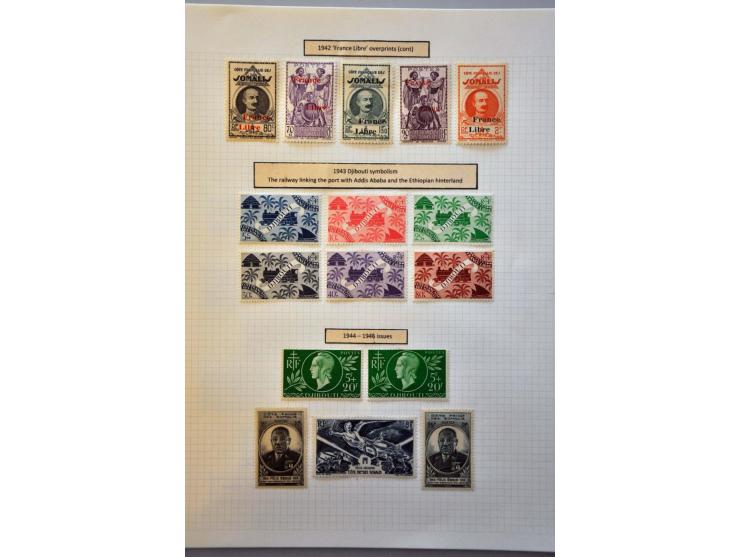 en Frans Somaliland collectie vanaf 1892 met betere ex. en series op albumbladen