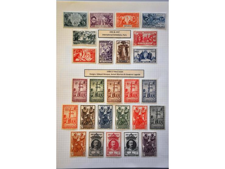 en Frans Somaliland collectie vanaf 1892 met betere ex. en series op albumbladen