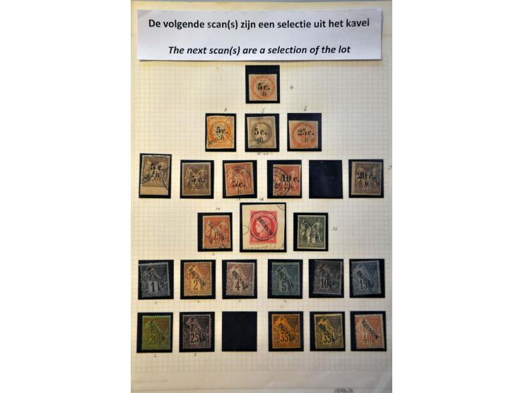 collectie op albumbladen 1885 - 1947 wb. Yv. 28 gebruikt
