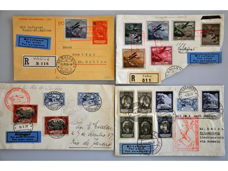 luchtpoststukken, collectie van 25 meest betere poststukken w.b. ballonpost (o.a. Gordon-Bennett) en veel zeppelins