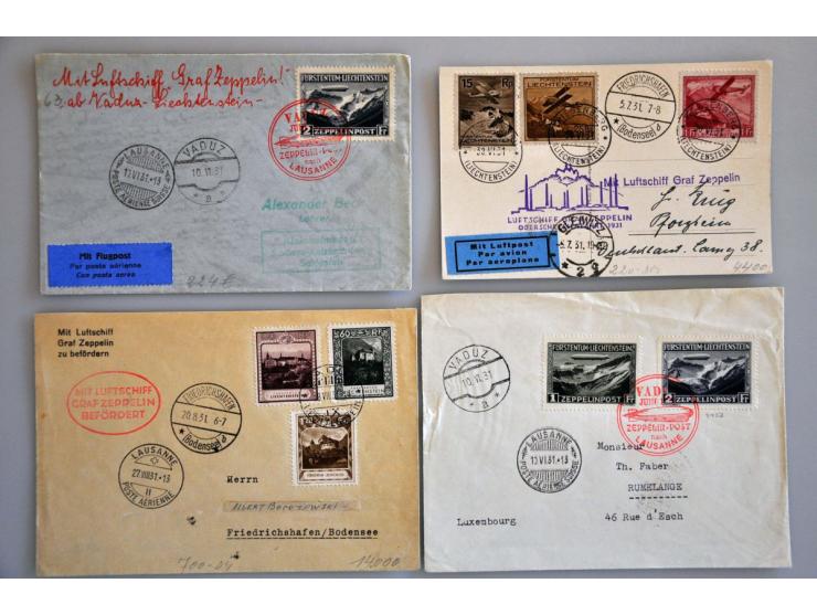 luchtpoststukken, collectie van 25 meest betere poststukken w.b. ballonpost (o.a. Gordon-Bennett) en veel zeppelins