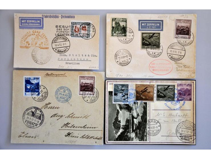 luchtpoststukken, collectie van 25 meest betere poststukken w.b. ballonpost (o.a. Gordon-Bennett) en veel zeppelins