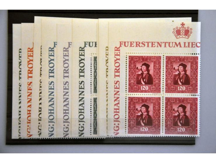tentoonstellingscollecties Europa 1960-1961 en Rubens, tevens ** w.b. Mi. 268-276 en 5 Kr. Fürst Johann I in randstrip van 4 
