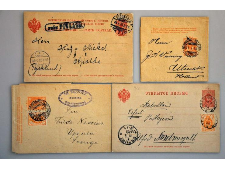 40 postwaardestukken ca.1890-1915, zeer overwegend gebruikt w.b. aangetekend en bijfrankering