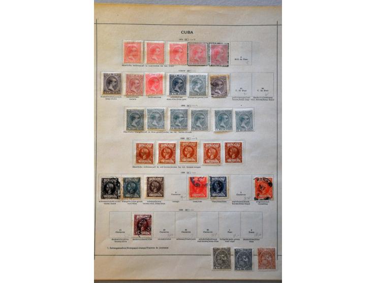 collectie tot ca. 1915 met Spaanse Antillen, Cuba en Puerto Rico op albumbladen