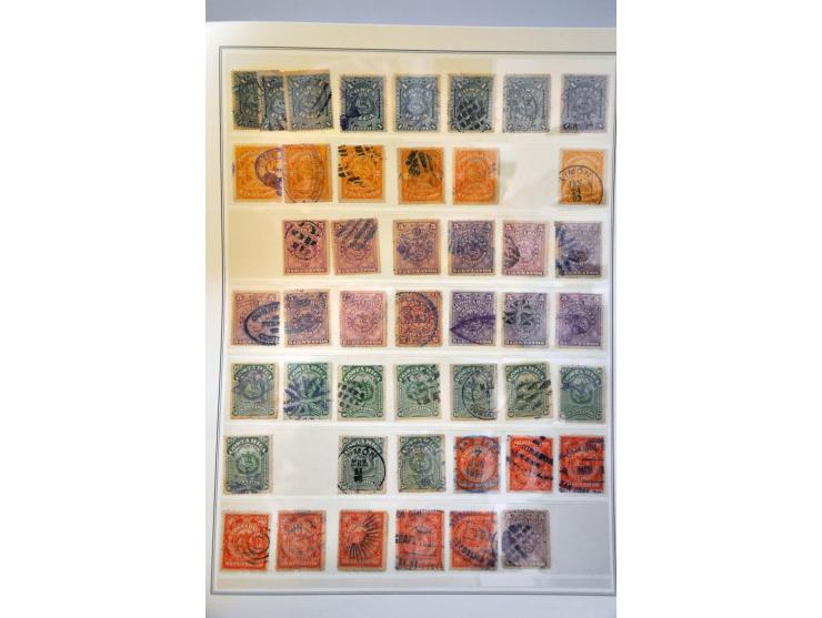 stempelcollectie op diverse klassieke emissies, totaal ca. 130 ex. op bladen