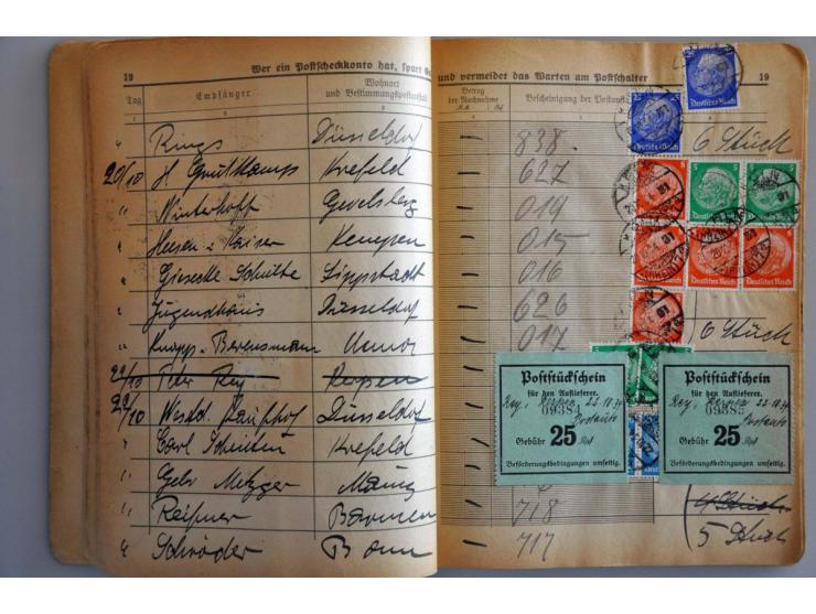 Einlieferungsbuch für Nachnahmen (gewijzigd in Pakete) met 100 pagina's sept.1934 tot 8 mei 1935 met rechts voorgeschreven po