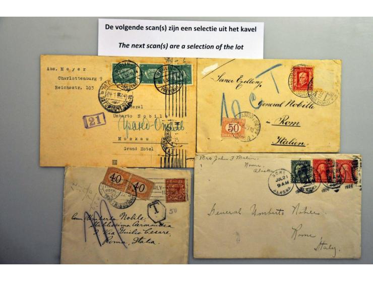 11 poststukken gericht aan generaal Umberto Nobile w.b. uit Noorwegen, Tsjechoslowakije en de USA
