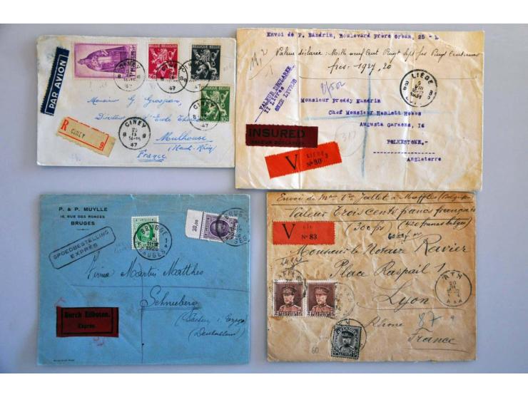 post(waarde)stukken, ca. 650 ex. w.b. klassiek, aangetekend, censuur, expresse, betere frankeringen, maximumkaarten etc. in d