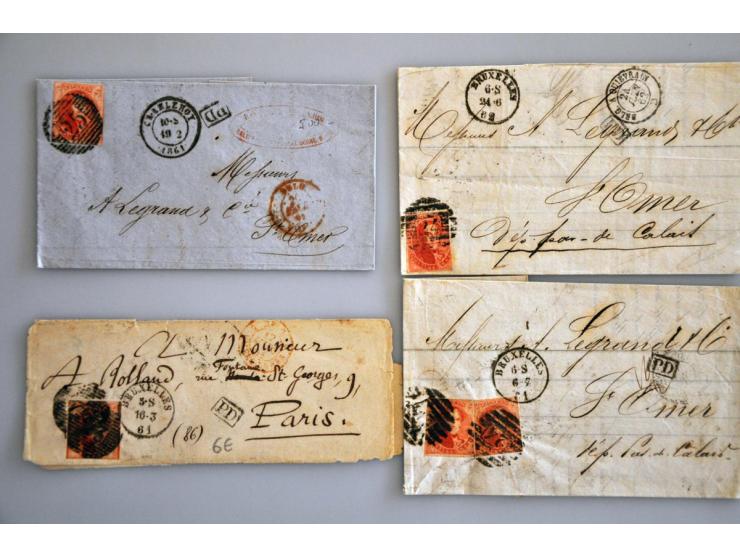ruim 260 post- en postwaardestukken tot ca.1930 w.b. voorfilatelie, ongetand (o.a. 14x met 40 cent.), 5 briefkaarten. naar Po