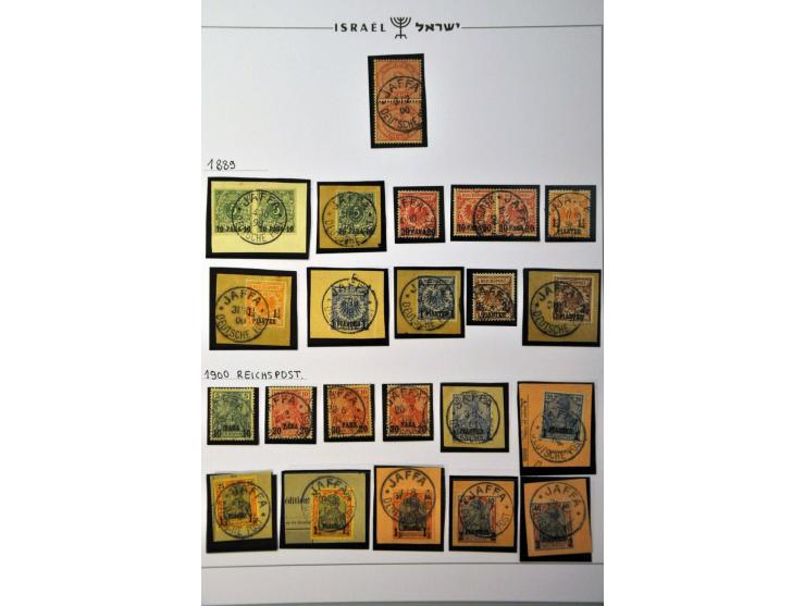 Palestina uitgebreide stempel collectie Jaffa en Jeruzalem met veel betere ex. (w.b. Mi. 23 I/ III met certificaat Lantelme 2