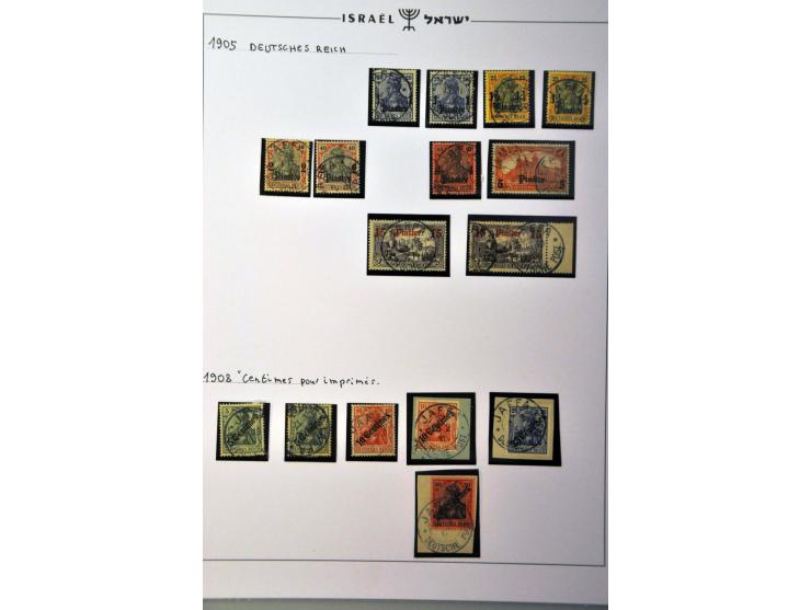 Palestina uitgebreide stempel collectie Jaffa en Jeruzalem met veel betere ex. (w.b. Mi. 23 I/ III met certificaat Lantelme 2