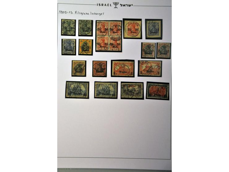 Palestina uitgebreide stempel collectie Jaffa en Jeruzalem met veel betere ex. (w.b. Mi. 23 I/ III met certificaat Lantelme 2