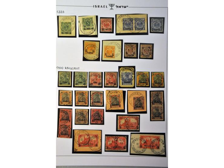 Palestina uitgebreide stempel collectie Jaffa en Jeruzalem met veel betere ex. (w.b. Mi. 23 I/ III met certificaat Lantelme 2